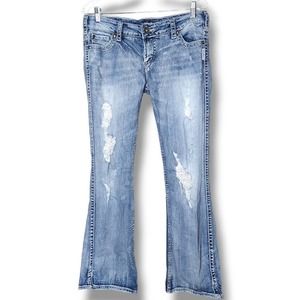 Silver Jeans Francis 18" Bootcut Light Wash Distressed Flare Denim Size 30 x 31